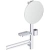 Ideal Standard Alu+ Barra multifunzione, Combinazione di accessori M, con specchio cosmetico Ø 328 mm e ripiani regolabili, realizzato con l'100% di alluminio riciclato - Argento (580x145.5x717 mm)