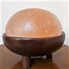 Lampade di Sale Store Lampada di Sale Himalayano Rosa Detox a forma di Sfera 5 kg con luce calda e base in legno per trattamenti mani e piedi