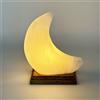 Lampade di Sale Store Lampada di Sale Himalayano Bianca scolpita a forma di Luna 2-3 kg con luce calda e base in legno