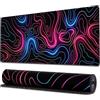 Ovenbird Tappetino per mouse da gioco con bordi cuciti, carta topografica, tappetino per mouse XL esteso con base antiscivolo, tappetino per mouse al neon per scrivania, 80 x 30 cm, rosa/blu