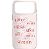 Positive Mood Club Custodia per iPhone 17 Pro Max Affermazione positiva Potenziamento dellamore per sé floreale