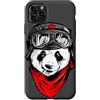 Cool Moto Panda Bear Cartoon Custodia per iPhone 11 Pro Max Berretto Occhiali Rosso Foulard Panda