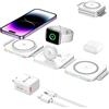 BOCLOUD Stazione di ricarica magnetica senza fili 3 in 1, caricatore Mag-Safe, pieghevole portatile pad di ricarica wireless per iPhone 15/14/13/12/11/XR/XS/8,Samsung S22/21/20 iWatch AirPods (Bianco)