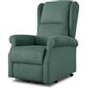 EVERGREENWEB MATERASSI & BEDS EVERGREENWEB Poltrona Relax Elettrica con SISTEMA ALZAPERSONA per Anziani con Bottone, Poltrona Reclinabile con Braccioli Seduta Ergonomica in Tessuto Verde Petrolio x arredo Salotto Soggiorno Ufficio