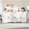 Wiuzo Credenza moderna bianca, con 3 cassetti e 4 ante, 160 x 37 x 75 cm. Armadio multifunzionale in legno, per soggiorno e sala da pranzo, credenza bianca con decorazione