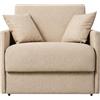 Generico Poltrona Letto Trasformabile con Materasso Alto 18 cm - Salvaspazio, in Vari Colori (Beige)