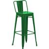 CLP Sgabello da Bar con Schienale in Stile Industriale Mason, con Schienale e Poggiapiedi, Sgabello da Bar con Schienale Colore verde