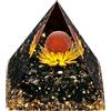 Rockcloud Piramide orgonica con pietra di cristallo su base di loto, generatore di energia per chakra bilanciamento meditazione, corniola