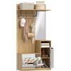 HOMCOM Appendiabiti da Ingresso con Specchio, 4 Ganci, Rovere Bianco