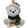COSE DA CASA Base per Albero di Natale Orso Bianco Seduto Sciarpa Verde e Stella Oro Supporto Piede Decorazioni Natalizie Bambini Felici
