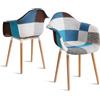 JZGORC Set di 2 sedie da pranzo poltrone patchwork,poltrone in stile scandinavo,sedie da cucina moderne, gambe in legno massello,per sala da pranzo,soggiorno,cucina - A5 Blu