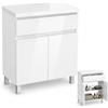 paplinskimoebel - Mobile per lavabo ARIZA TOP larghezza 60 cm, senza lavabo, base con cassetto, sospesa o in piedi, per lavabo da appoggio - Bianco opaco/Frontale Bianco lucido