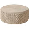 Beliani Pouf ottomano da esterno intrecciato a mano Materiale sintetico Accessori da giardino ⌀ 70 cm Beige