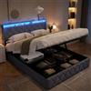 AZJSAHAH Letto imbottito da 140 x 200 cm, con contenitore idraulico, letto matrimoniale con contenitore a LED, 140 x 200 cm, con rete a doghe in velluto, letto per ragazzi, letto boxspring, senza