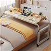 Generic Tavolo ospedaliero sopra il letto per uso domestico, tavolo girevole, tavolo da letto con ruote, tavolo da letto ospedaliero, carrello della sedia, scrivania del computer portatile(Color:colore legno)