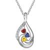 ALBERTBAND Collana Personalizzata con Gocce d'Acqua Incisione 2/3/4 Nomi Collana da Donna con Pietre Portafortuna Argento 925 Gioielli per Mamma Nonna Natale Festa della Mamma
