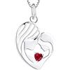 YL Collana Madre e Figlia Argento 925 e Luglio Pietra portafortuna Rubino Pendente Cuore per Mamma Donna,Catena 18-20CM