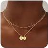 Turandoss Regalo per la festa della mamma per mamma, bambini, delicata collana placcata oro 14 K a strati con due lettere dalla A alla Z, collana alla moda per compleanno, amicizia, festa della mamma