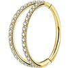 OUFER Body Piercing Helix Earrings Hoop Double Line Clear CZ Paved Septum Ring Cartilage Earrings 16G 316L Stainless Steel Daith Earring Helix Piercing Jewellery