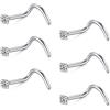 FECTAS 18G Piercing Naso Anello Acciaio Inossidabile Donna Uomo Nose Stud Ring Screw Piercing Naso 1,5mm Diamond CZ Nostril Piercing Argento