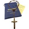 SANCTRA Rosario per auto, realizzato a mano e benedetto in Terra Santa, San Benedetto, 11 perle di preghiera, ematite, croce cattolica (crocifisso), un decennio, sacchetto regalo e certificato, per