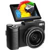 INF Fotocamera Digitale 5K Ultra HD 64MP WiFi con Schermo Ribaltabile e Obiettivo Macro Nero