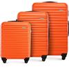 WITTCHEN valigia da viaggio set di 3 trolley bagaglio a mano a rotelle ABS 4 ruote spinner chiusura a combinazione maniglia telescopica Groove Line arancione Ryanair/ITA Airways/easyJet