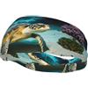 Anceky Fascia antisudore sportiva unisex per adulti con stampa tartaruga marina, fasce sportive versatili, fascia traspirante
