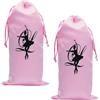 WEKAMOS Satin Dance Shoes Bags, Borsa per scarpe da ballo rosa, 2 pezzi, riutilizzabile, facile da pulire, con coulisse, per scarpette da balletto, 13x27 cm