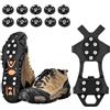 Generisch Cramponi per ghiaccio con 10 tacchetti in acciaio - Copriscarpe elastici antiscivolo invernali per scarpe e stivali. Include tacchetti di ricambio, ideali per neve, escursioni e passeggiate.