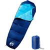 Molumvel Sacco a pelo a mummia per adulti, 3 stagioni, per campeggio, escursionismo, trekking, leggero e compatto, 180 x 63 cm, blu navy