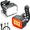 CIRYCASE Luci Bici Kit, Ricaricabile USB & Impermeabili IP65 Luci Bicicletta LED con Fascio Luminoso Spot & Flood, 8+12 Modalità Ultra Luminose Luce Bici Anteriori e Posteriori