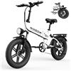 HiQiS Bicicletta Elettrica 20 x 4.0, Motore 250W, 7 Velocità, Batteria Rimovibile da 48V 15Ah / 17.5Ah, Autonomia di 50-90 km, Bici Elettrica Doppia Sospensione, E-Bike per Adulti e Adolescente
