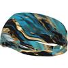 Anceky Fascia antisudore sportiva unisex per adulti con stampa in marmo blu turchese oro, fasce sportive versatili, fascia traspirante