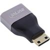 Inline Adattatore HDMI A femmina a Mini C maschio, 8K UHD, contatti dorati, alloggiamento in alluminio, per collegamento e estensione di cavi HDMI, 17991C