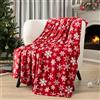 PAVILIA Coperta natalizia in pile con fiocco di neve, morbida, calda, invernale, 50 x 60 cm (fiocco di neve rosso/bianco)