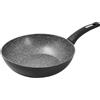 Zanetti Padella Durapietra Black, Padella Wok, Antiaderente Adatta Anche a Induzione, Diametro 28 cm, Colore Grigio Scuro Metallizzato