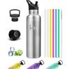 Mujigaga Borraccia 1 litro Termica Senza BPA, con Cannuccia, Senza Perdite | 18/8 Acciaio Inox, Borracce Palestra, Isolato Sottovuoto, Facile da Pulire, Bottiglia Termica per Fitness, Corsa, Trekking