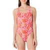 Amazon Essentials Costume da Bagno Intero, con Spalline Incrociate sulla Schiena Donna, Rosso Papavero Brillante Folk Floral, 48