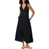 The Drop Blanca Linen Button Front V-Neck Maxi Dress Maxi Abito Donna