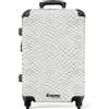 NoBoringSuitcases.com NoBoringSuitcases© Valigia Media Trolley Medio Viaggio Rigido Leggero 4 | 67x43x25 cm - Ruote Valigie Stiva Dimensioni M Leggera Bagaglio Suitcase Serpente - Motivo - Bianco