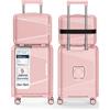 4FLY Set di valigie da viaggio leggere e rigide, con serratura TSA, doppie ruote, manico telescopico in alluminio e doppia cerniera, beauty case, bagaglio a mano e bagaglio da lavoro, Colore: rosa