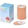 BnDR Cotton Nastro Kinesiologico Trans con Copri Capezzoli per Compressione Toracica FTM Transgender, Extra Largo, 10 cm x 5 m (Beige)