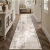 HUGEAR Tappeto Corridoio Passatoia 80x400cm Marrone Grigio | Lavabile in Lavatrice, Antiscivolo, Astratto, Naturale, Pelo Corto, Cucina, Cameretta, Scendiletto