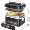 TLPEMN Scaldavivande Elettrico Portatile, 1,2L Porta Pranzo Riscaldabile con Touch Screen, Scalda Vivande Portatile Elettrico con Stoviglie in Acciaio Inossidabile e Borsa Termica per Auto Ufficio
