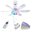 MMOBIEL Ventilatore a Soffitto con Luce e Telecomando Lampadina LED E27 con Speaker Bluetooth, Sincronizzazione Musica, 7 Modalità RGB, Dimmerabile 3000K-6500K, 3 Velocità, 2x6 Pale - Bianco
