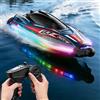 7JI Telecomandate Senza Spazzole Barca, 2,4GHz RC Barca con Cool Luci LED | Boat ad Alta Velocità, Batterie Modulari, Impermeabile e Antiinclinazione, Giocattolo Acquatico per 6+ Ragazzi e Ragazze
