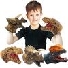 CreepyParty Giocattoli per Burattini a Mano, Gomma Morbida Realistico Testa di Dinosauro Tyrannosaurus Rex T-Rex Dilofosauro Triceratopo, Marionette Bambini Set di 3