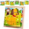 KIKVTER Puzzle in Legno, Puzzle in Legno per Bambini,Puzzle con Animali 3D Cubo di Legno Giocattolo Educativi Montessori per Bambini 1 2 3 4 Anni,6 in 1 Motivi Animali Puzzle in Legno,Regalo di Compleanno