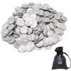 YKKJONLY 100 Pezzi Plastica Tesoro Monete，Tesoro Set di Monete，per la Ricerca del Tesoro, per Feste a Tema di Scena Decorativi, Monete dei Pirati. (Argentato)